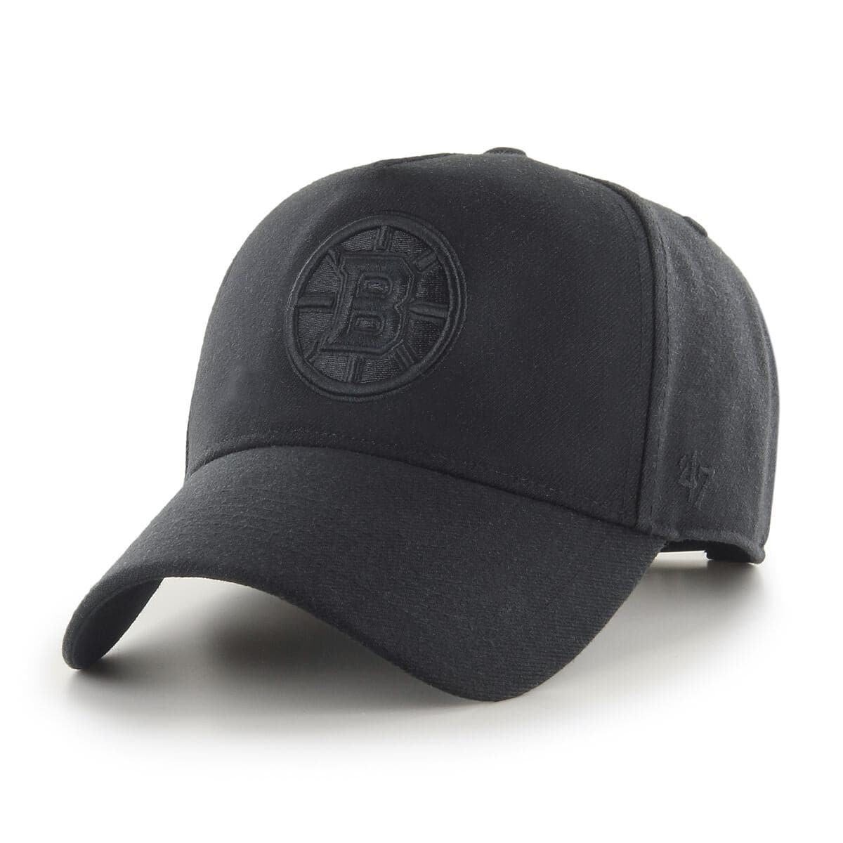 47 Brand Caps Boston Bruins '47 NHL Black On Black MVP DT Pinch Curve Snapback Hat