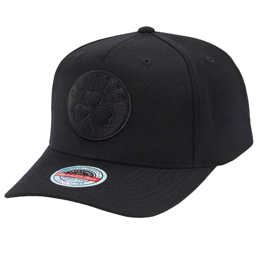 Mitchell And Ness Caps Boston Celtics Mitchell & Ness NBA Black On Black Classic Red Snapback Hat