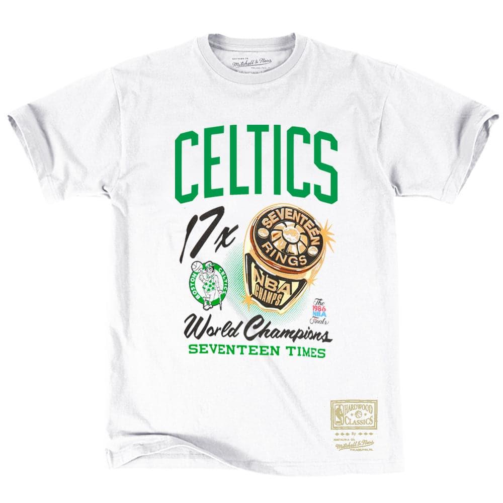 Mitchell And Ness T-Shirts Boston Celtics Mitchell & Ness NBA Bling Rings Vintage T-Shirt - White