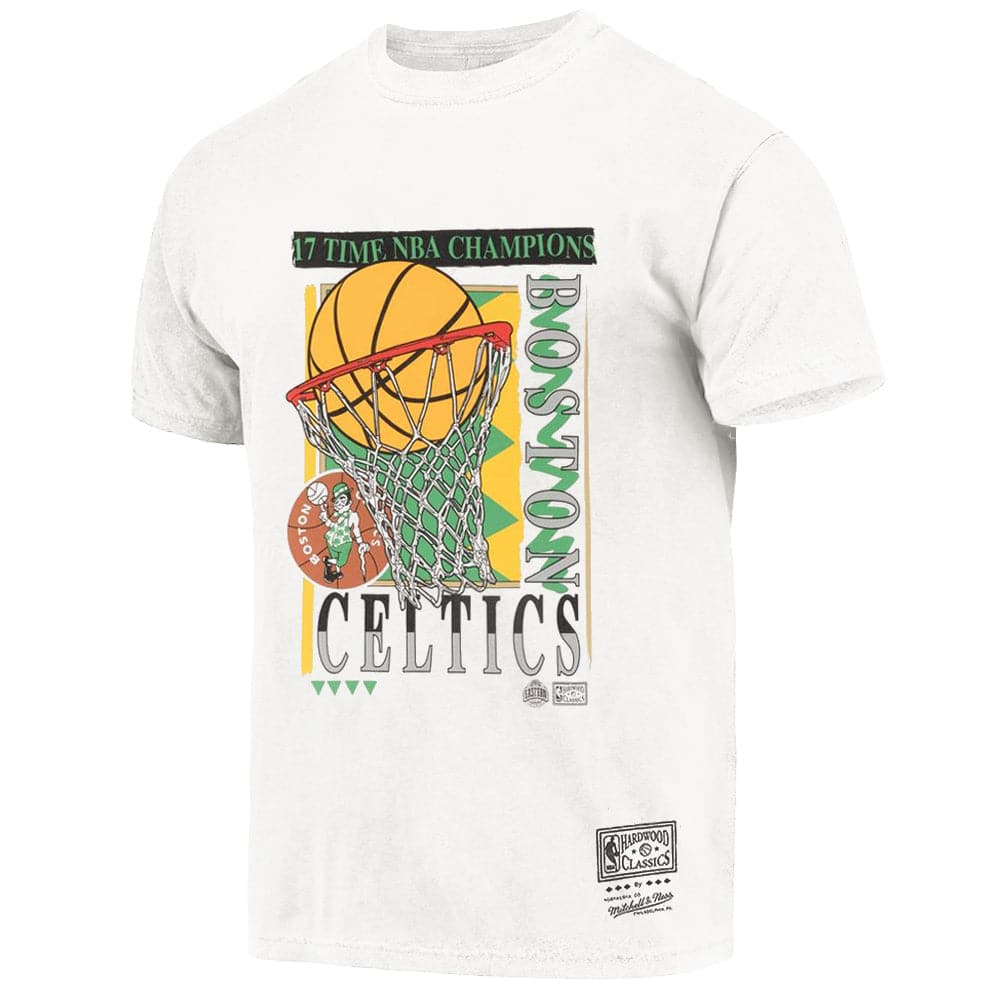 Mitchell And Ness T-Shirts Boston Celtics Mitchell & Ness NBA Champs Vibe Vintage T-Shirt - Vintage White
