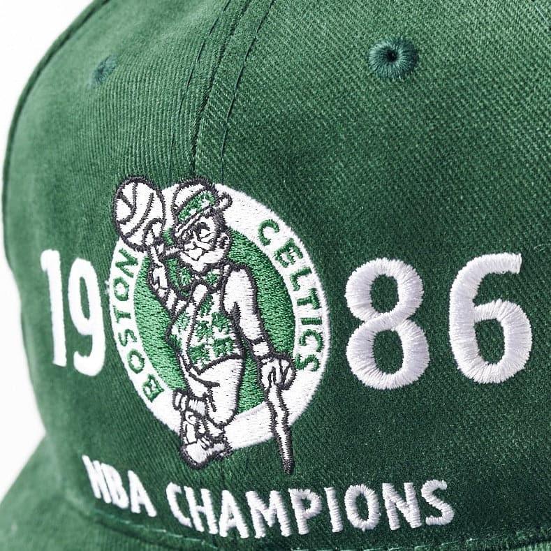 Mitchell And Ness Caps Boston Celtics Mitchell & Ness NBA Finals History Pre-Curved Deadstock Snapback Hat - Green