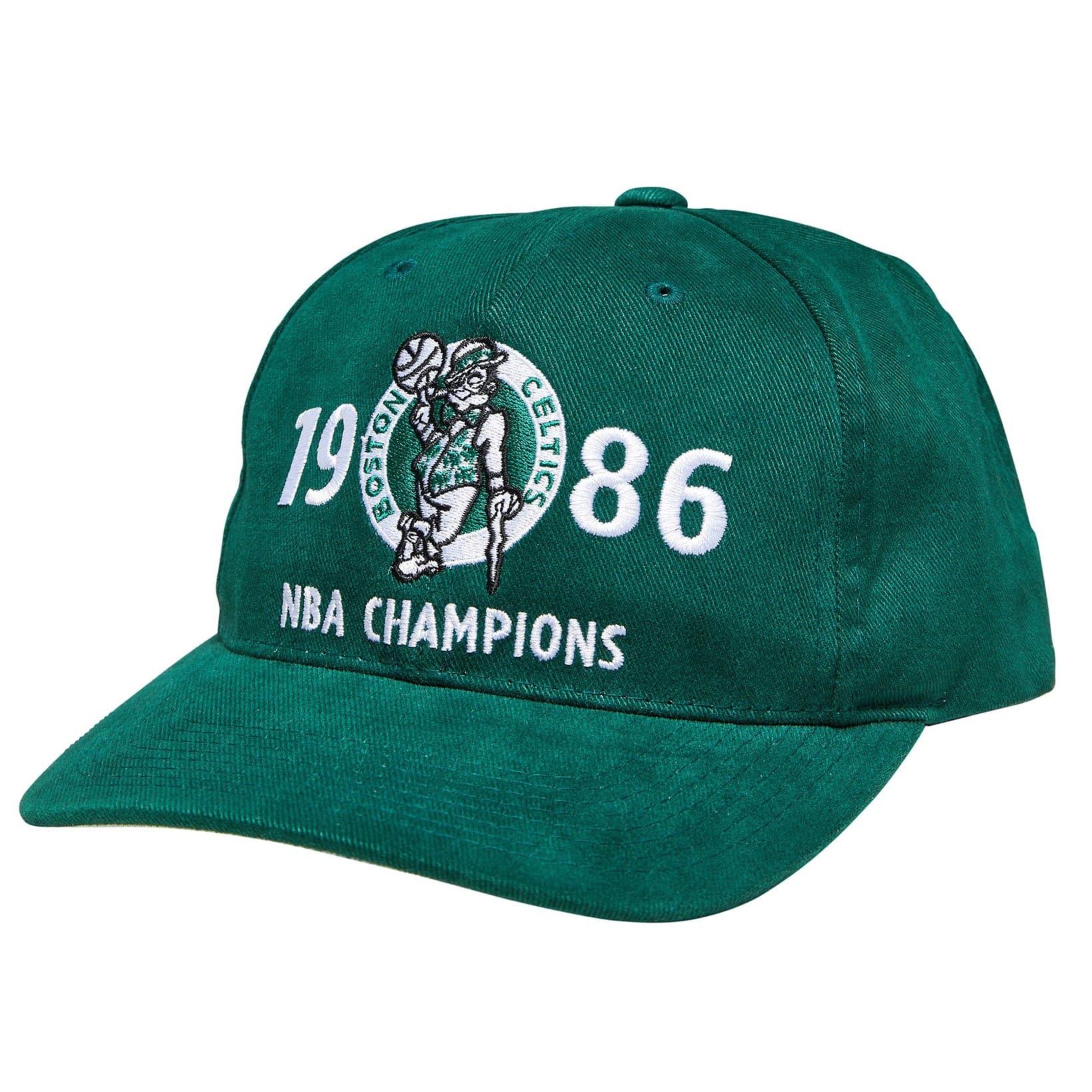 Mitchell And Ness Caps Boston Celtics Mitchell & Ness NBA Finals History Pre-Curved Deadstock Snapback Hat - Green