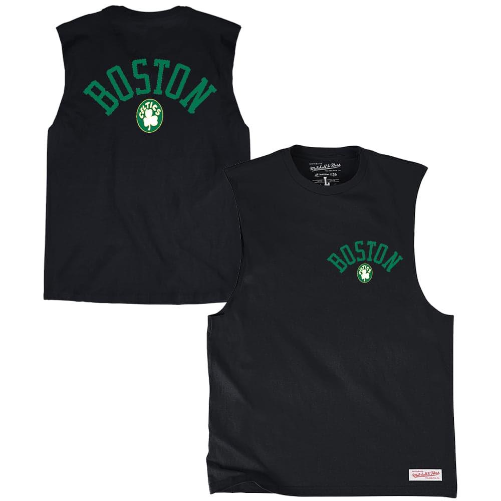 Mitchell And Ness T-Shirts Boston Celtics Mitchell & Ness NBA Retro Repeat Muscle T-Shirt - Black