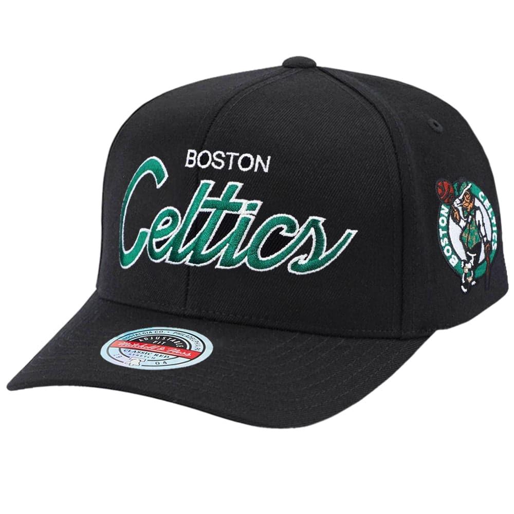 Mitchell And Ness Caps Boston Celtics Mitchell & Ness NBA Script 2.0 Classic Red Snapback Hat - Black