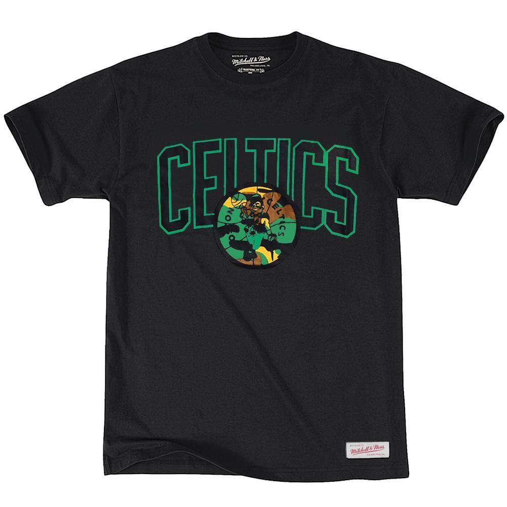 Mitchell And Ness T-Shirts Boston Celtics Mitchell & Ness NBA Woodland Covert T-Shirt - Black
