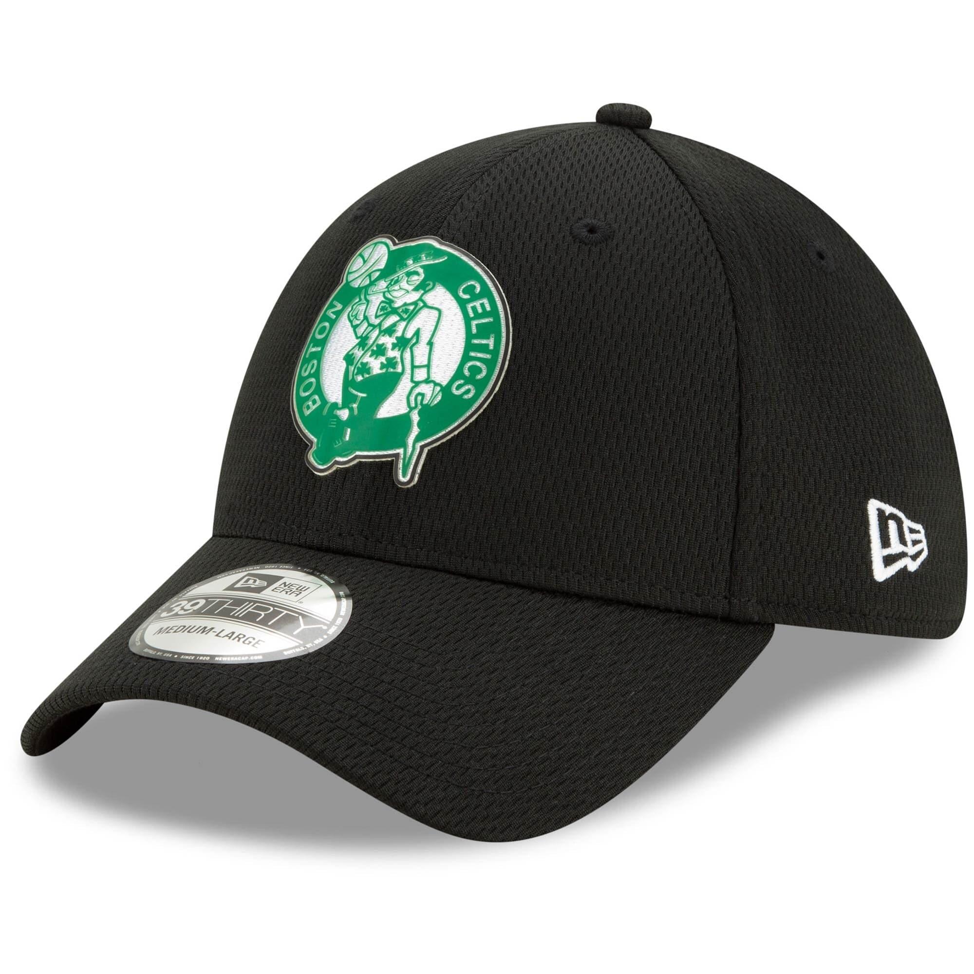 New Era Caps Boston Celtics New Era NBA 2020 Back Half 39THIRTY Flex Fit Curve Hat - Black