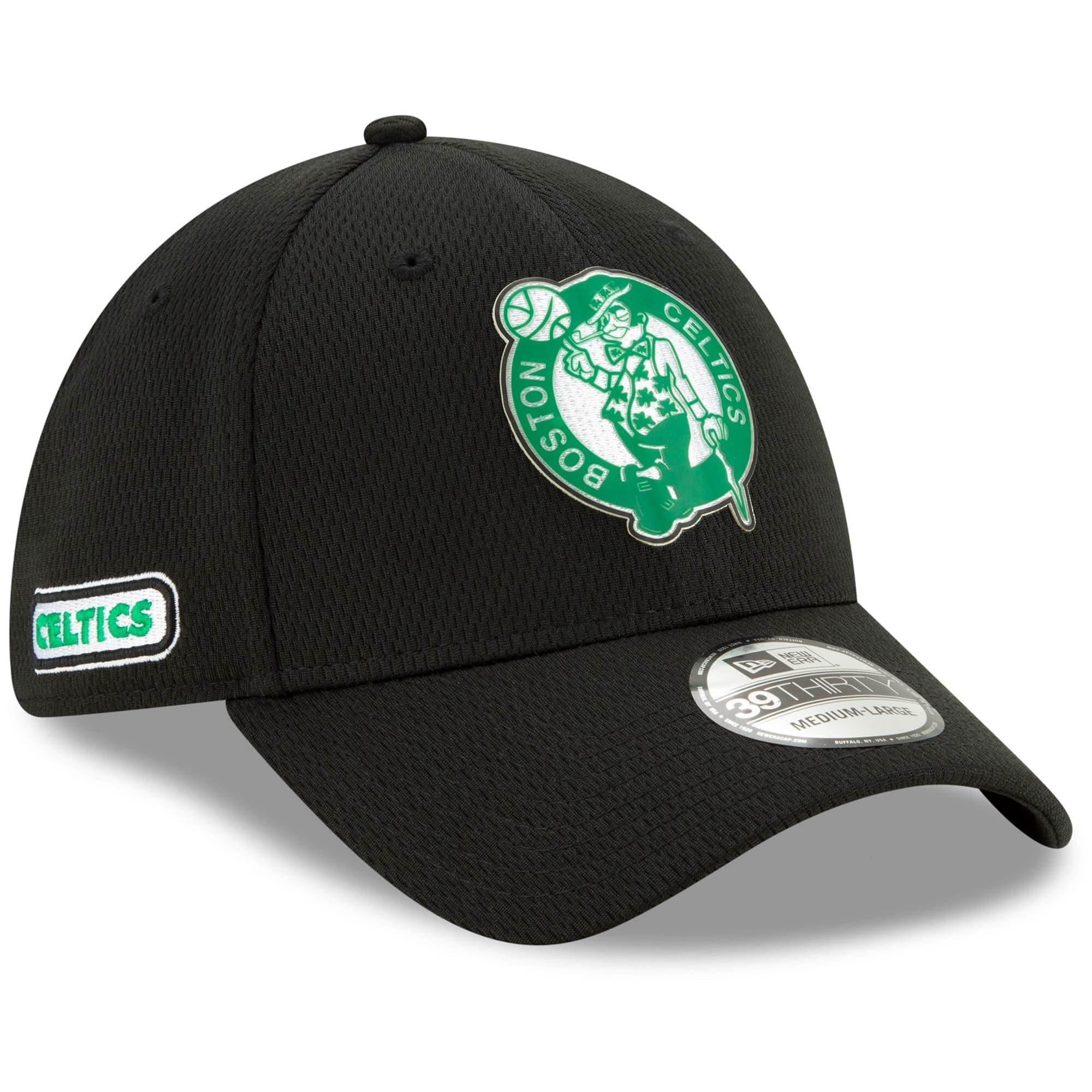 New Era Caps Boston Celtics New Era NBA 2020 Back Half 39THIRTY Flex Fit Curve Hat - Black