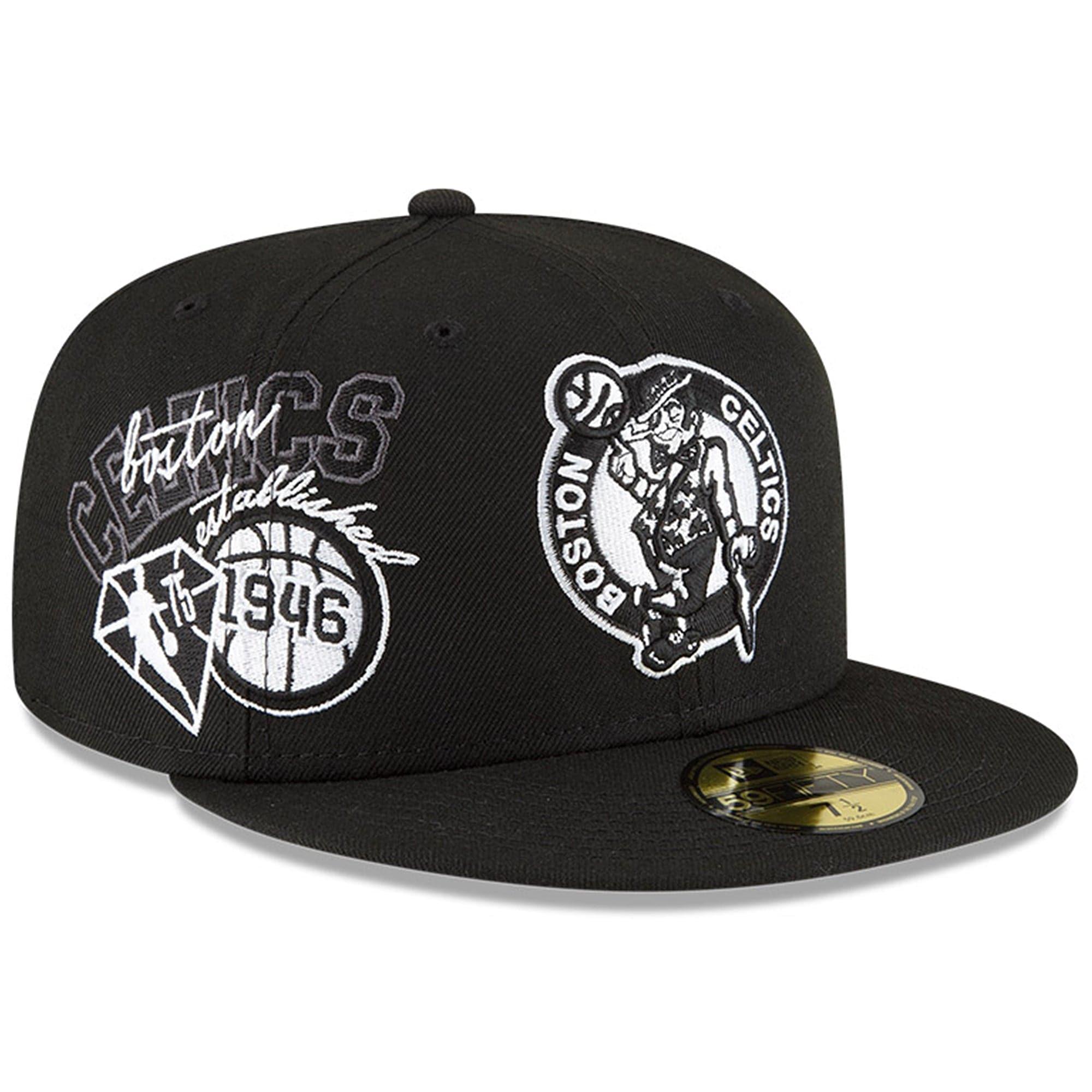 New Era Caps Boston Celtics New Era NBA 21-22 Back Half Monochrome 59FIFTY Fitted Hat - Black