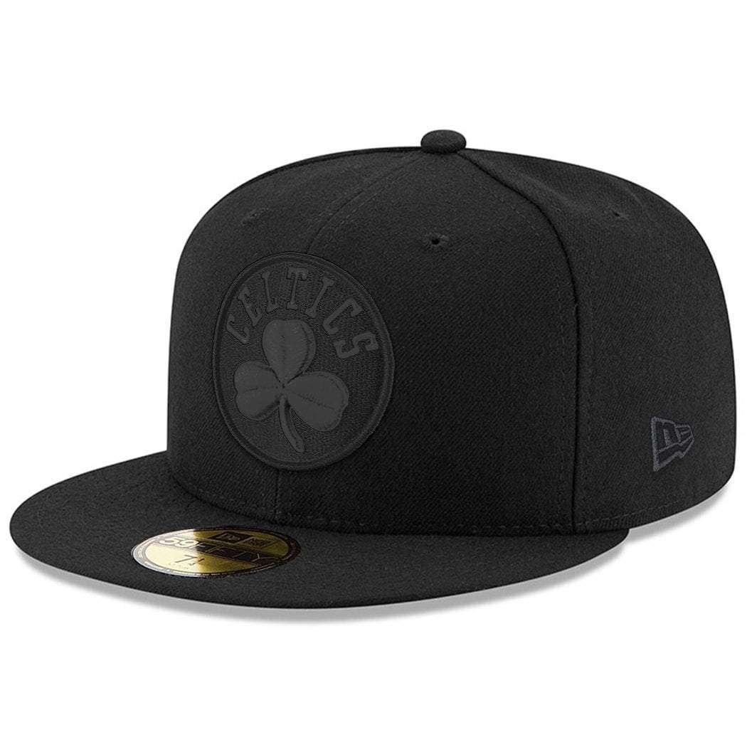 New Era Caps Boston Celtics New Era NBA Black On Black Team Logo 59FIFTY Fitted Hat