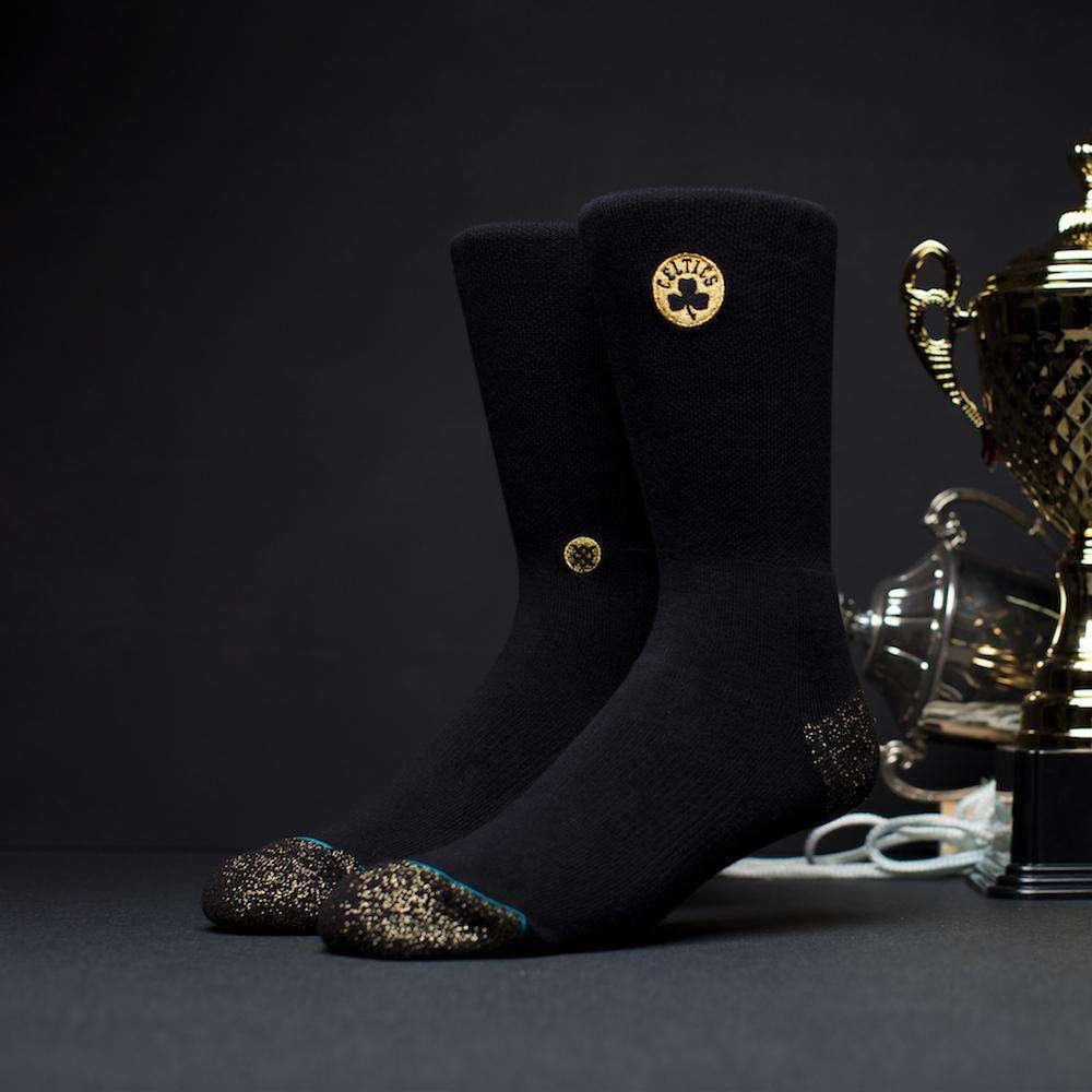 Stance Socks Boston Celtics Stance NBA Gold Trophy Crew Socks - Black