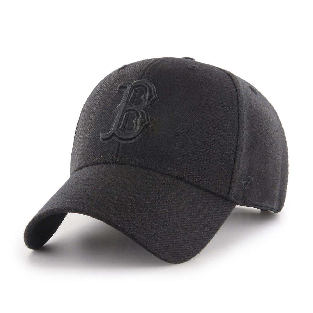 47 Brand Caps Boston Red Sox '47 MLB Black On Black MVP Snapback Curve Hat