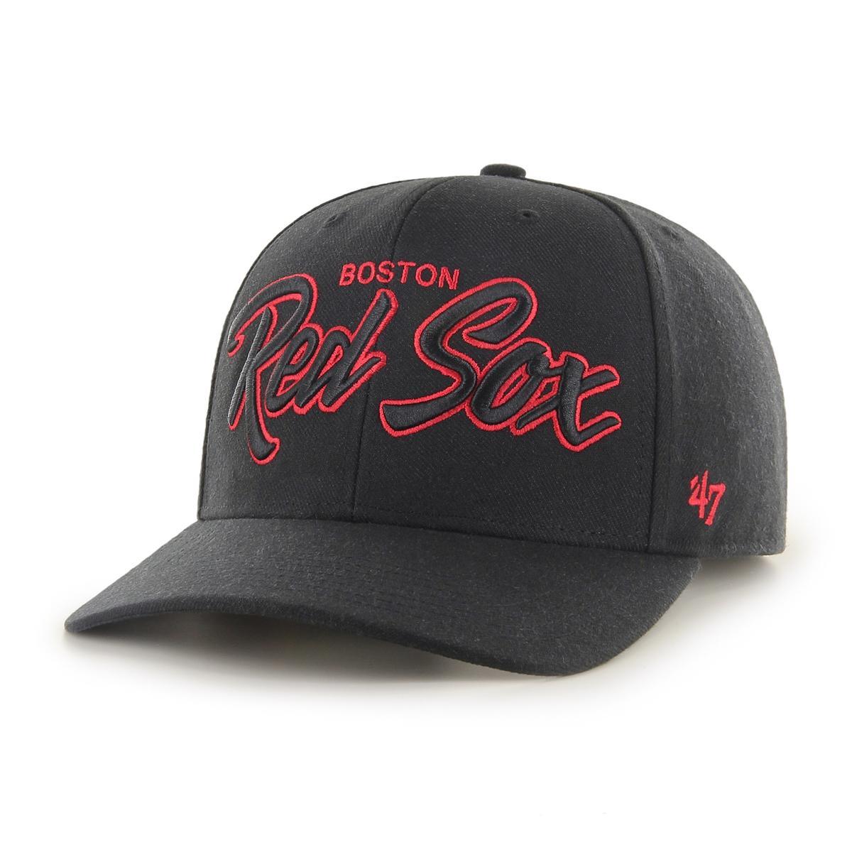 47 Brand Caps Boston Red Sox ‘47 MLB Street Script MVP DP Pre-Curved Snapback Hat - Black