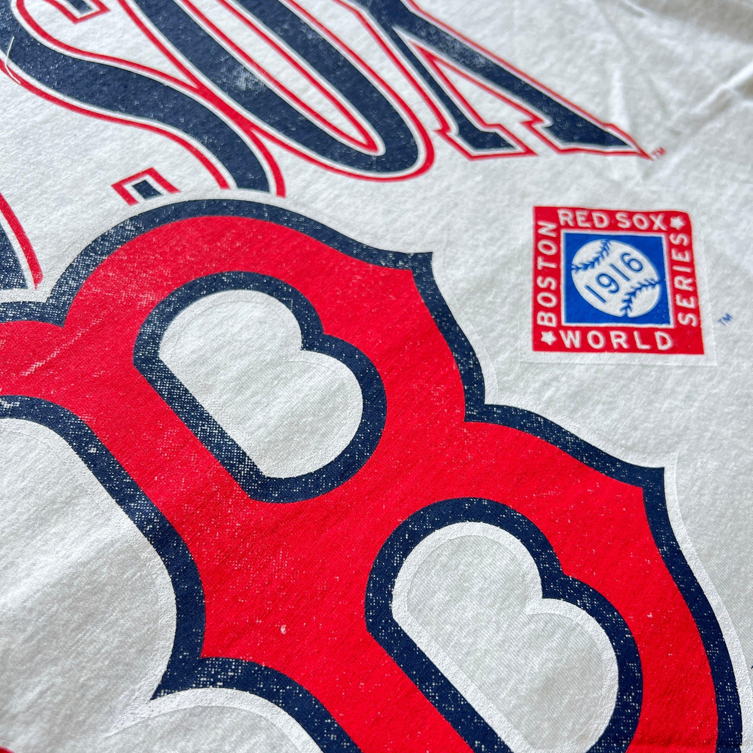 Majestic Athletic T-Shirts Boston Red Sox Majestic MLB 1916 World Series Vintage T-Shirt - White Marle