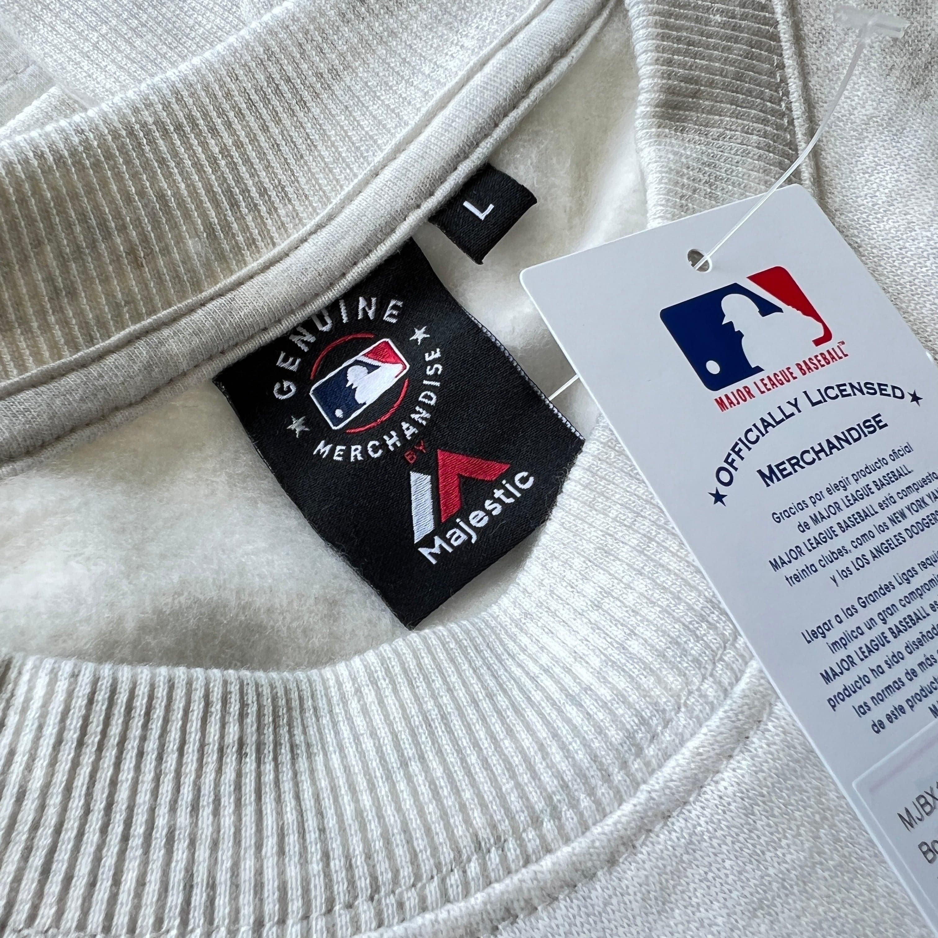 Majestic Athletic Jumpers Boston Red Sox Majestic MLB Applique Logo Crew Jumper - White Marle