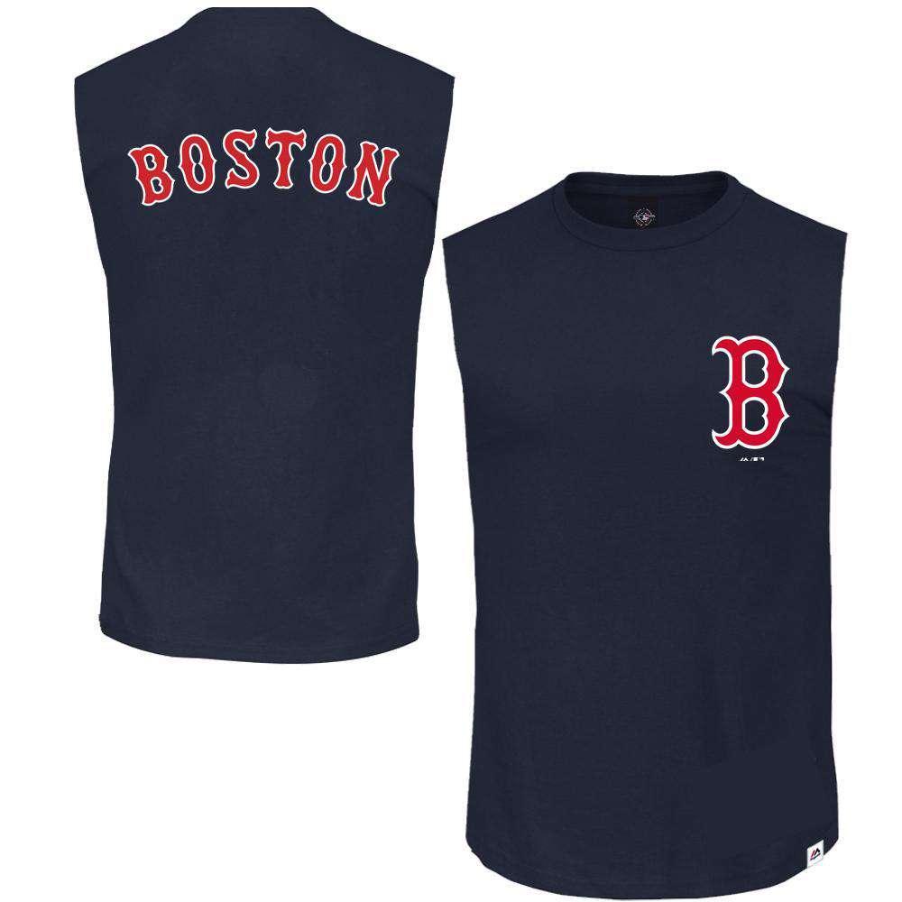 Majestic Athletic T-Shirts Boston Red Sox Majestic MLB Englewood Sleeveless Muscle T-Shirt - Navy