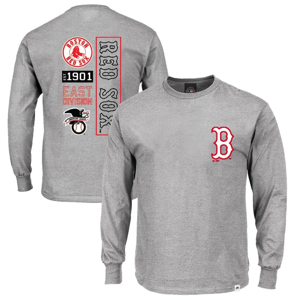 Majestic Athletic T-Shirts Boston Red Sox Majestic MLB Gramer Long Sleeve T-Shirt - Grey Marle