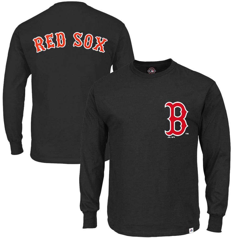 Majestic Athletic Long Sleeve Tees Boston Red Sox Majestic MLB Takum Long Sleeve T-Shirt - Black
