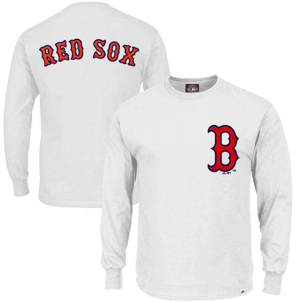 Majestic Athletic Long Sleeve Tees Boston Red Sox Majestic MLB Takum Long Sleeve T-Shirt - White