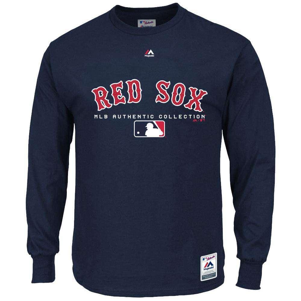 Majestic Athletic Long Sleeve Tees Boston Red Sox Majestic MLB Team Drive Long Sleeve T-Shirt - Navy