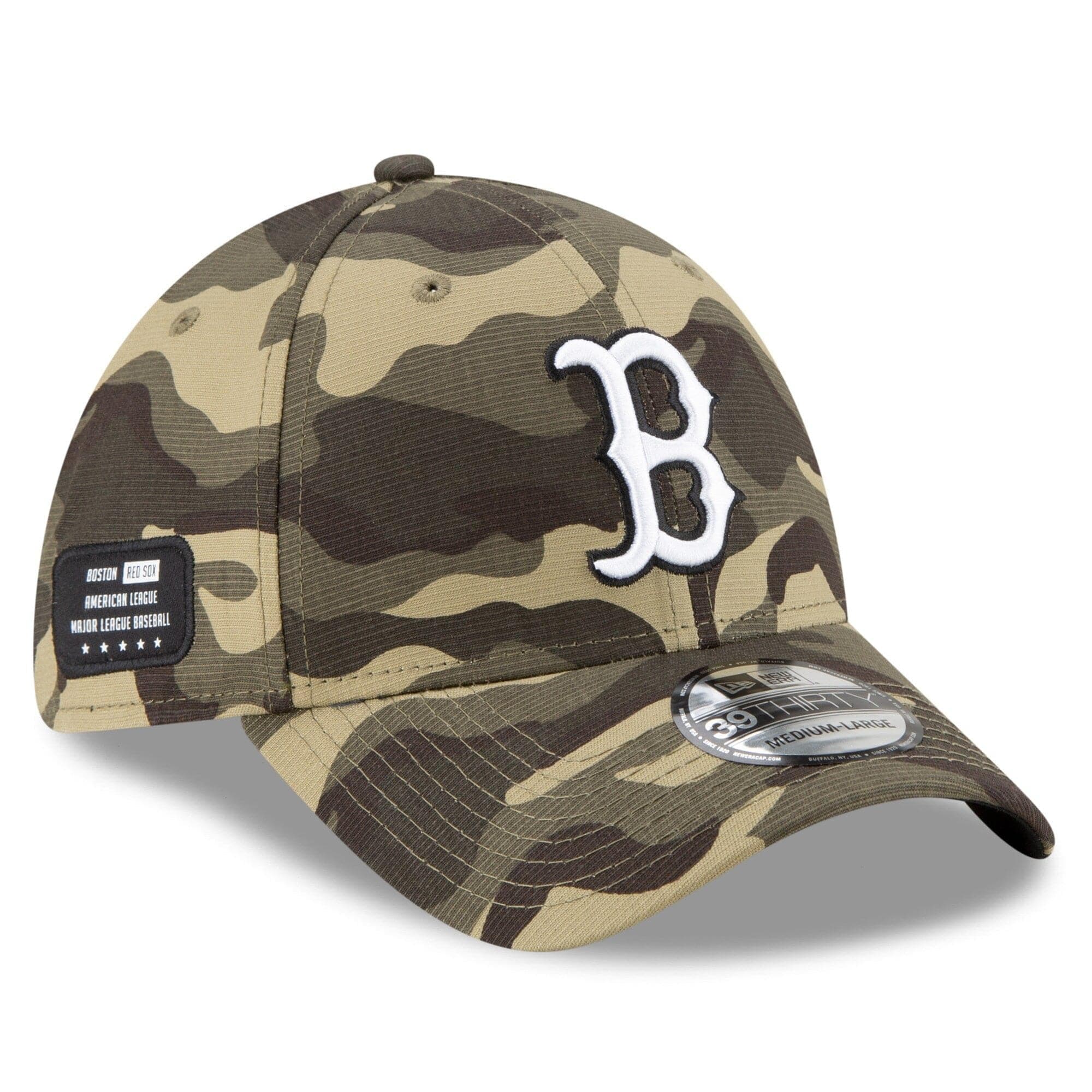 New Era Caps Boston Red Sox New Era MLB 2021 Armed Forces 39THIRTY Flex Fit Curve Hat - Camo