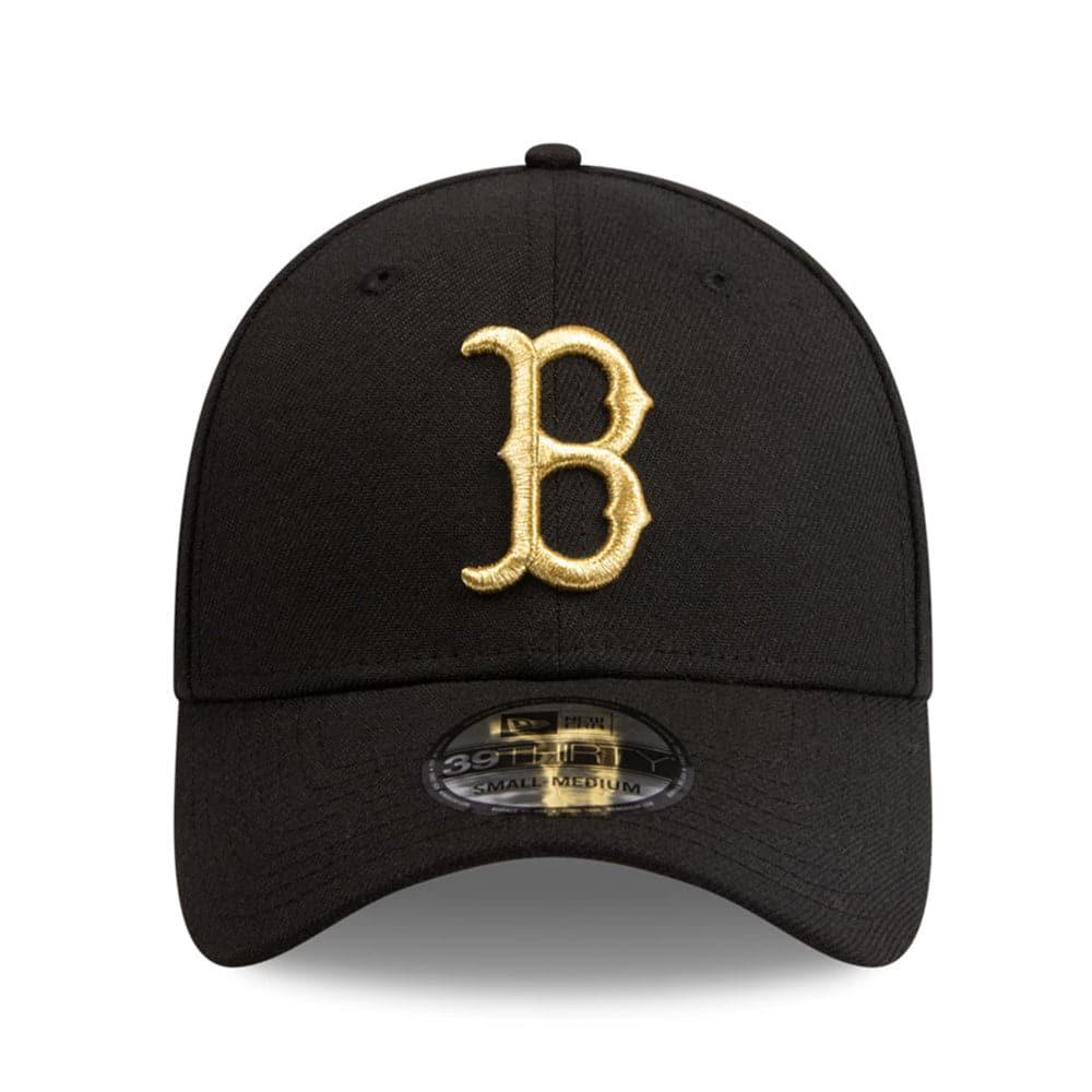 New Era Caps Boston Red Sox New Era MLB Gold Special 39THIRTY Curve Hat - Black