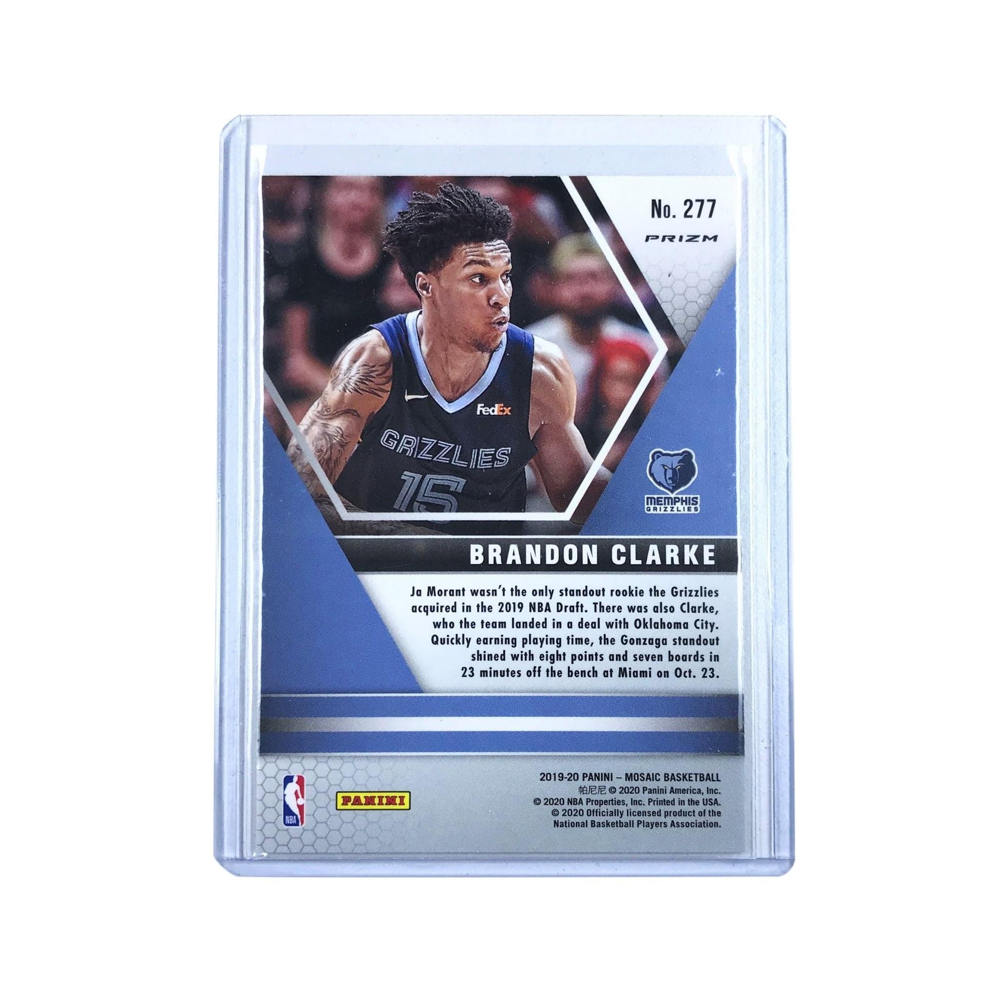 Panini Cards Brandon Clarke Memphis Grizzlies 2019-20 Panini Mosaic NBA Debut Silver Prizm Card