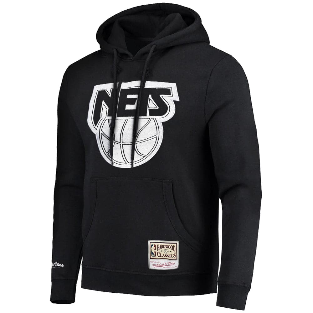 Mitchell And Ness Jumpers Brooklyn Nets Mitchell & Ness NBA Embroidered HWC Logo Hoodie Jumper - Black