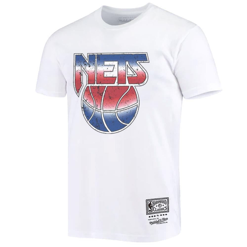 Mitchell And Ness T-Shirts Brooklyn Nets Mitchell & Ness NBA HWC Distressed Logo T-Shirt - White