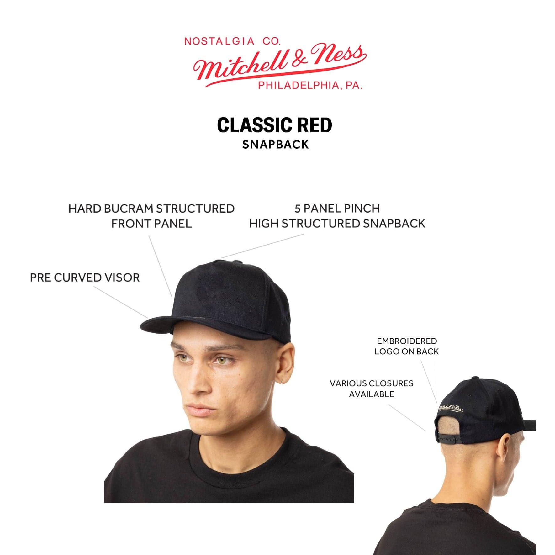 Mitchell And Ness Caps Brooklyn Nets Mitchell & Ness NBA Logo Script Classic Red Snapback Hat - Black