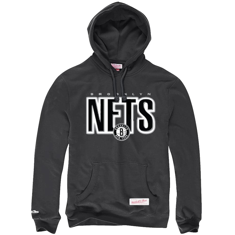 Mitchell And Ness Jumpers Brooklyn Nets Mitchell & Ness NBA Retro Blur Hoodie Jumper - Faded Black