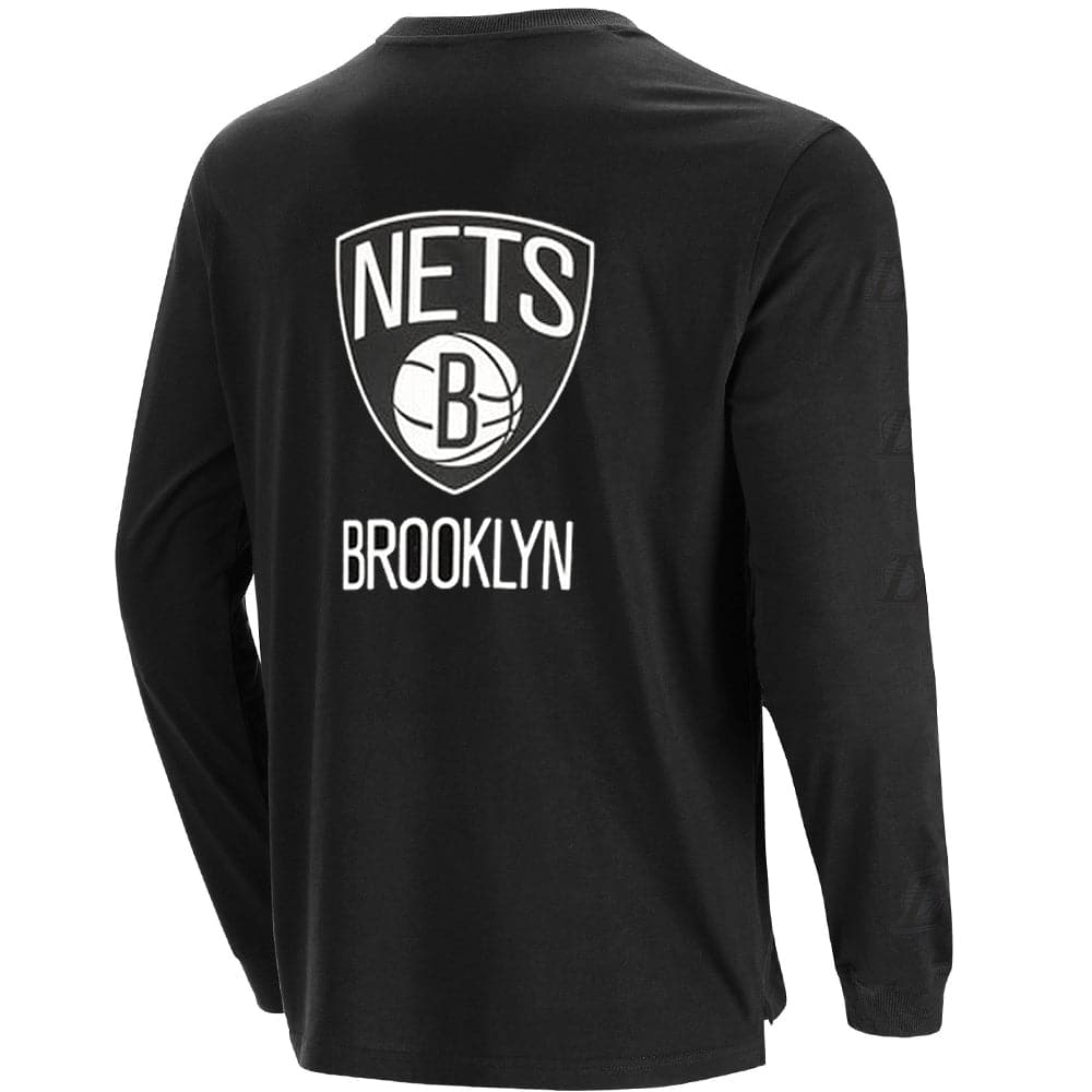 NBA Essentials T-Shirts Brooklyn Nets NBA Essentials Team Flip Long Sleeve T-Shirt - Black