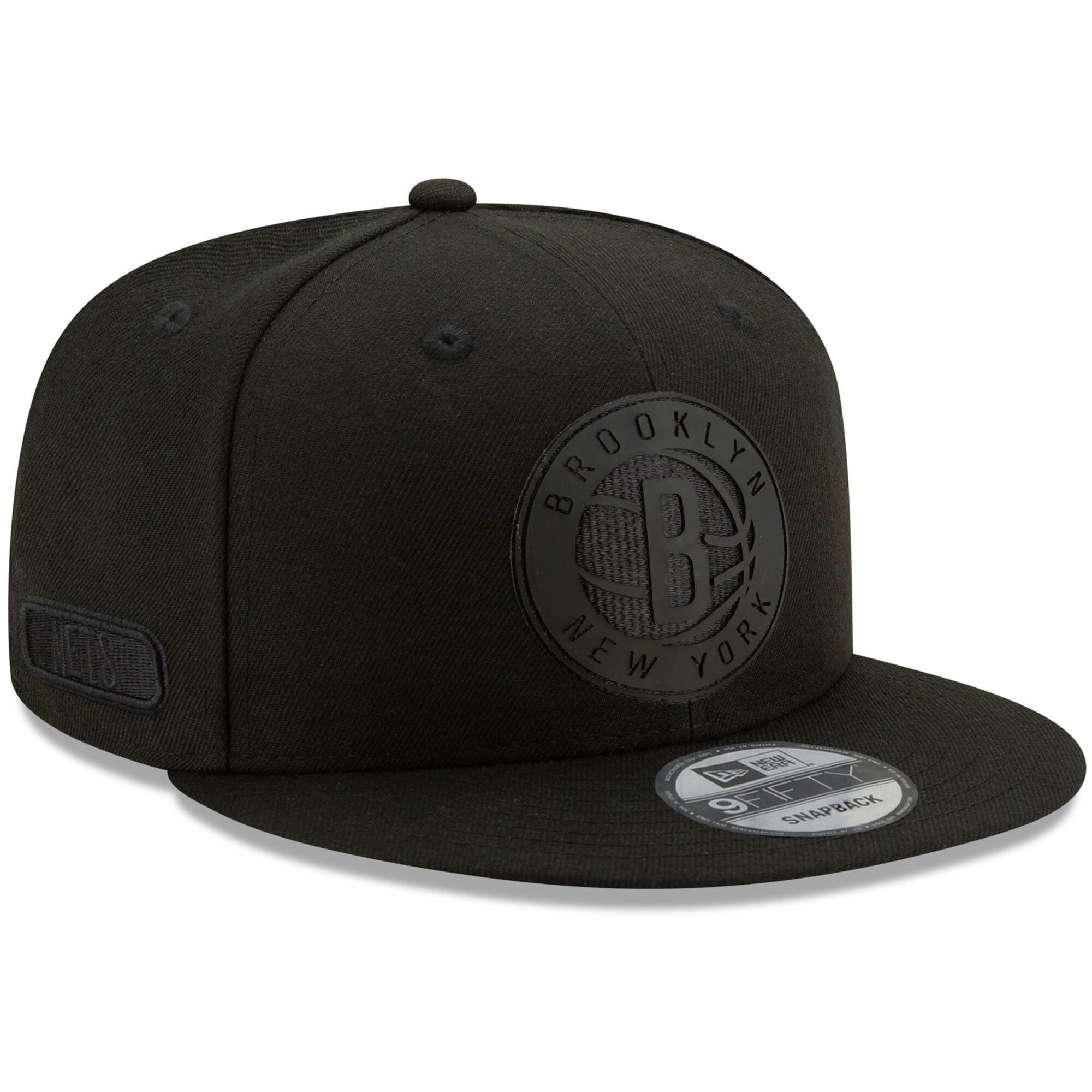 New Era Caps Brooklyn Nets New Era NBA 2020 Black On Black Back Half 9FIFTY Snapback Hat