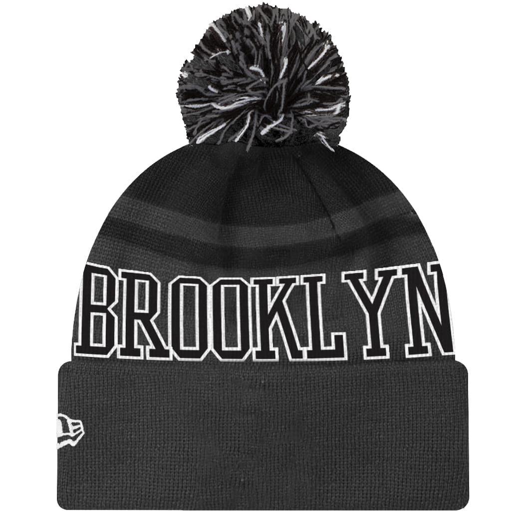 New Era Beanies Brooklyn Nets New Era NBA Team Court Knit Pom Beanie - Dark Grey