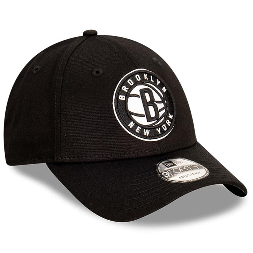 New Era Caps Brooklyn Nets New Era NBA Team Stripes 9FORTY Cloth Strap Curve Hat - Black