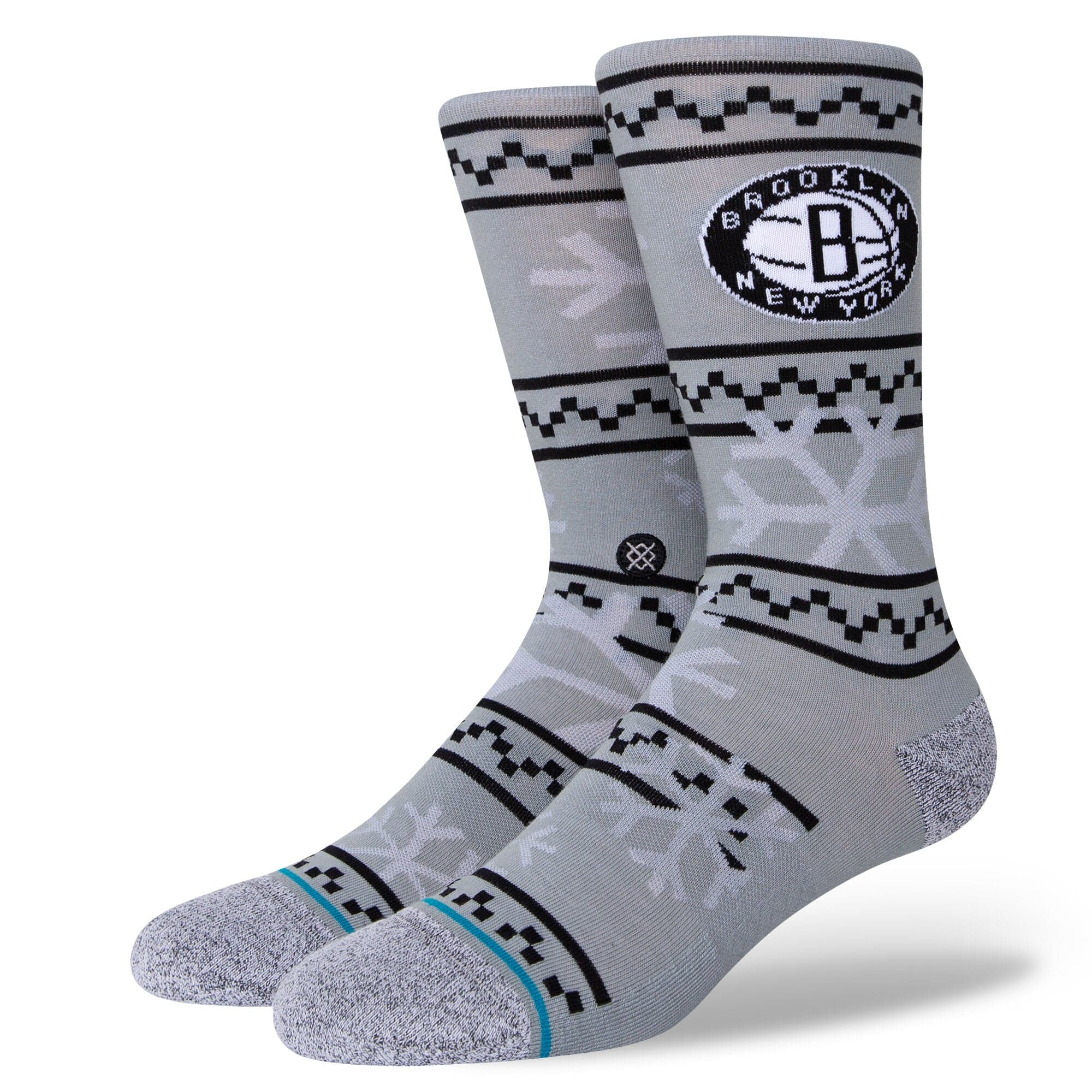 Stance Socks Large (9-12 US) Brooklyn Nets Stance NBA Team Frosted Crew Socks - Grey