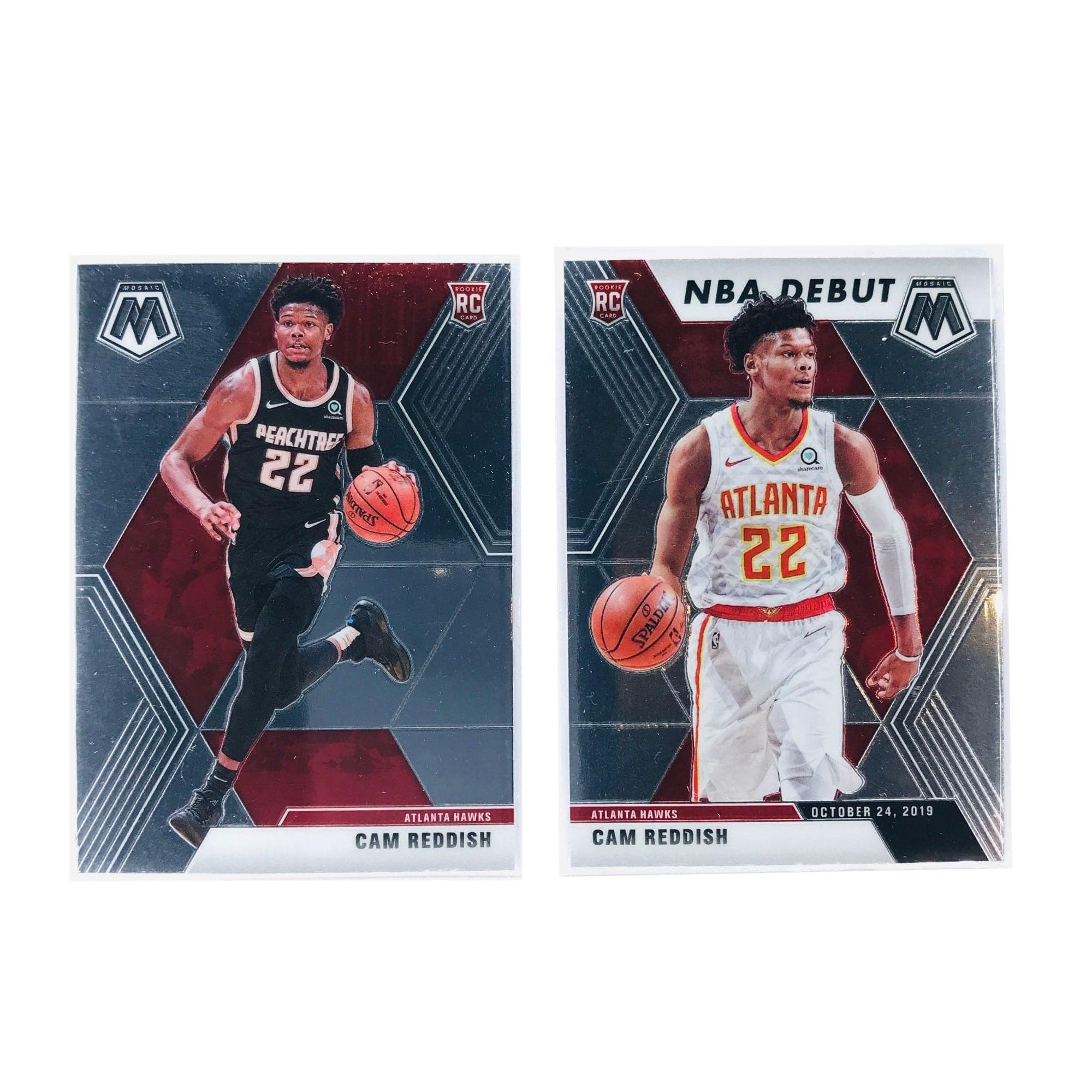 Panini Cards Cam Reddish Atlanta Hawks 19-20 Panini NBA Mosaic 2 Rookie Card Set