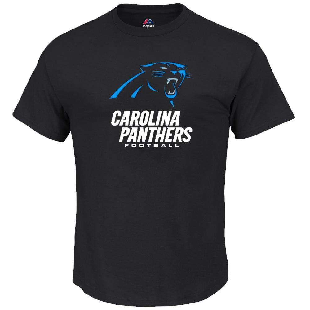 Majestic Athletic T-Shirts Carolina Panthers Majestic NFL Critical Victory T-Shirt - Black