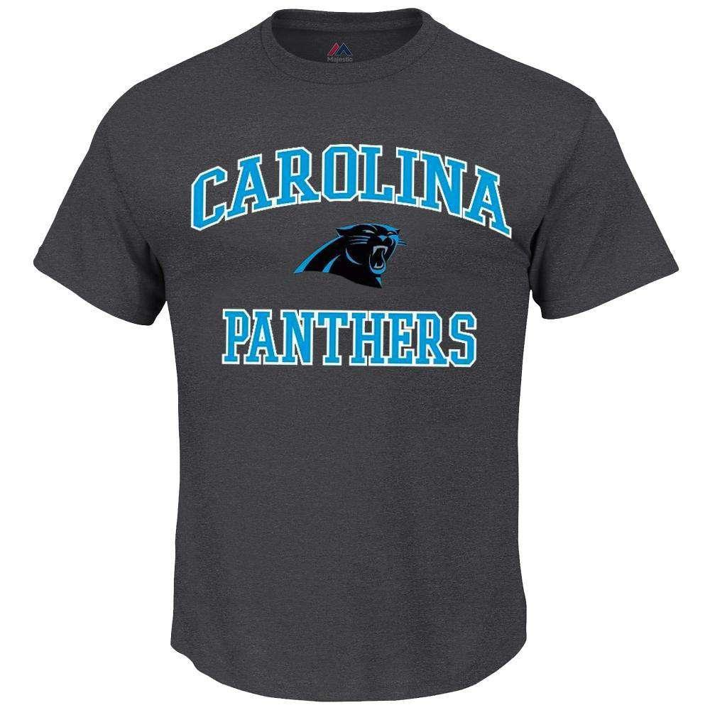 Majestic Athletic T-Shirts Carolina Panthers Majestic NFL Heart & Soul T-Shirt - Charcoal