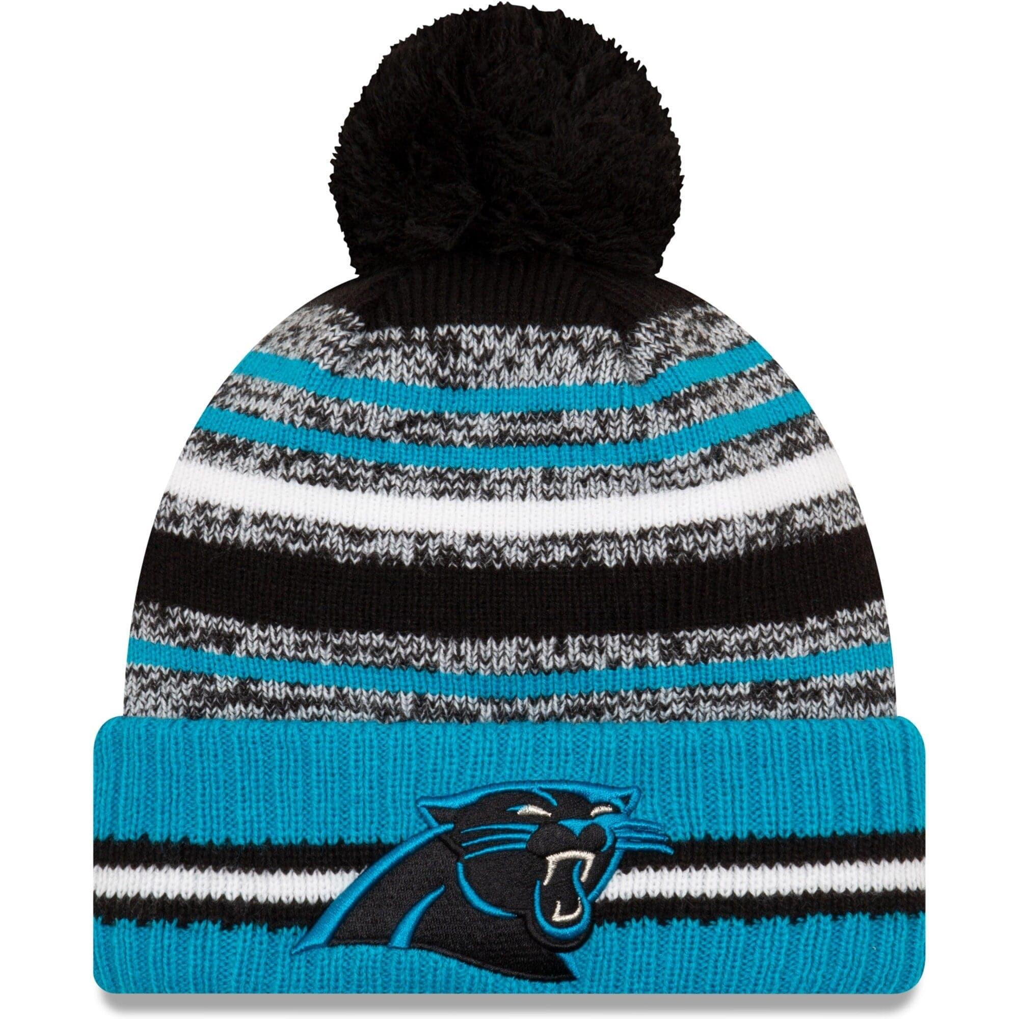 New Era Beanies Carolina Panthers New Era NFL 2021 Sideline Team Pom Knit Beanie - Blue