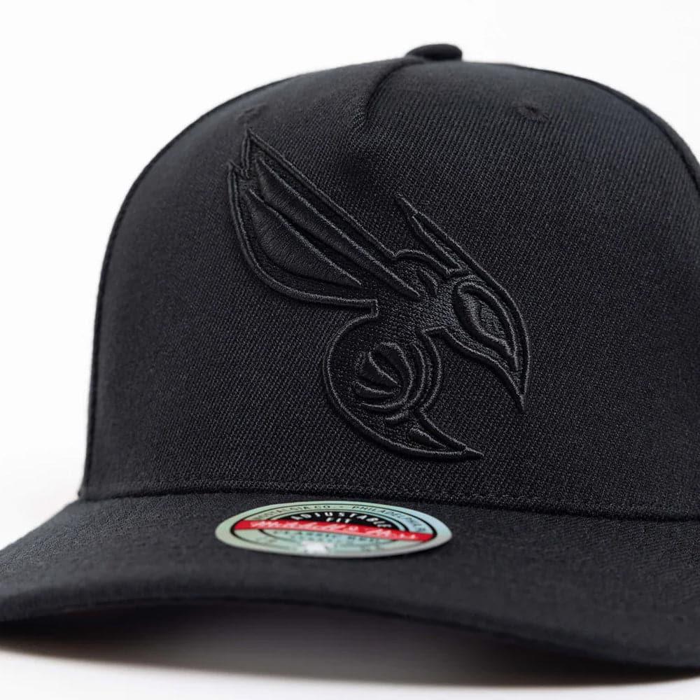 Mitchell And Ness Caps Charlotte Hornets Mitchell & Ness NBA Black On Black Classic Red Snapback Hat