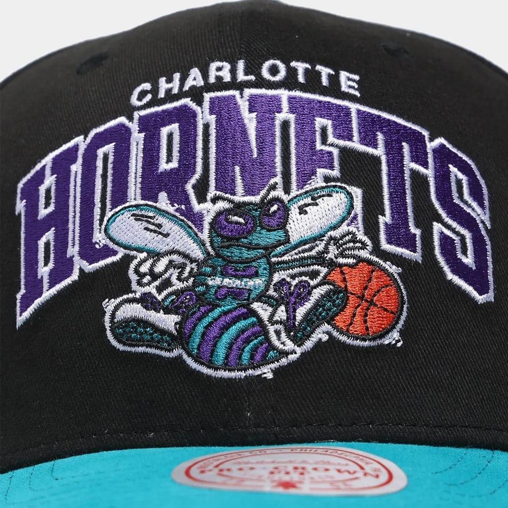 Mitchell And Ness Caps Charlotte Hornets Mitchell & Ness NBA HWC Team Arch Pro Crown Snapback Hat - Black