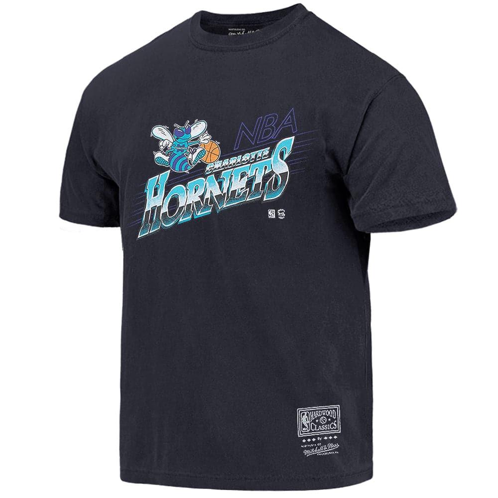 Mitchell And Ness T-Shirts Charlotte Hornets Mitchell & Ness NBA Last Second Shot Vintage T-Shirt - Faded Black