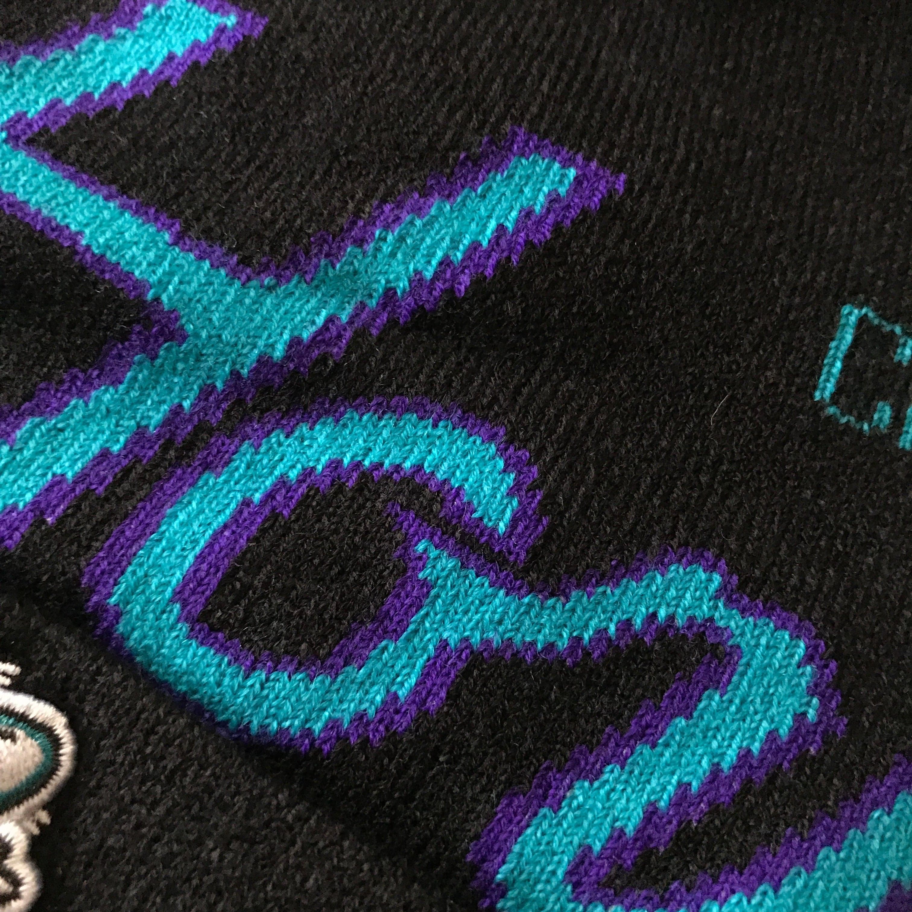 Mitchell And Ness Beanies Charlotte Hornets Mitchell & Ness NBA Script Burst Pom Knit Beanie - Black