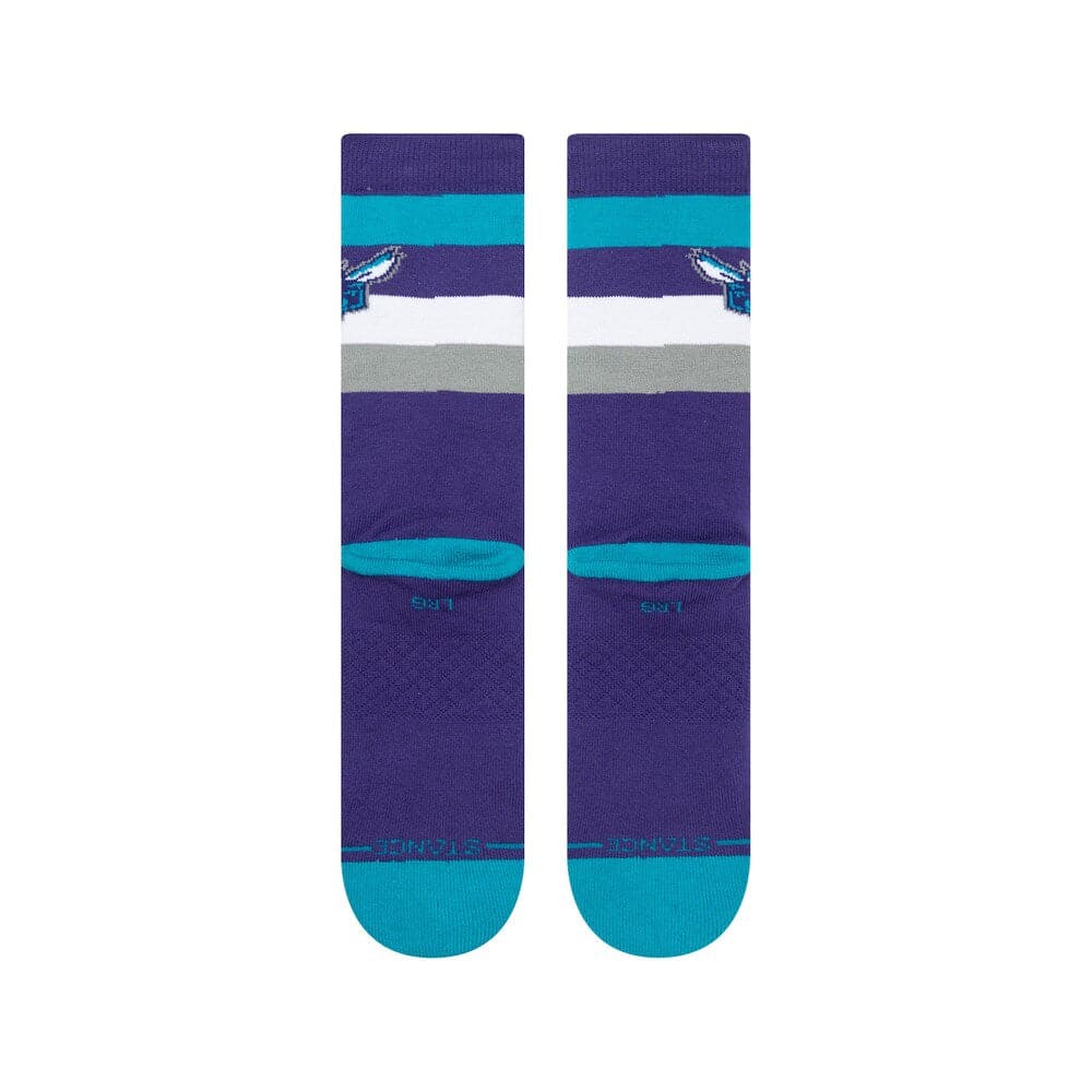 Stance Socks Large (9-12 US) Charlotte Hornets Stance NBA Team Stripe Crew Socks - Purple