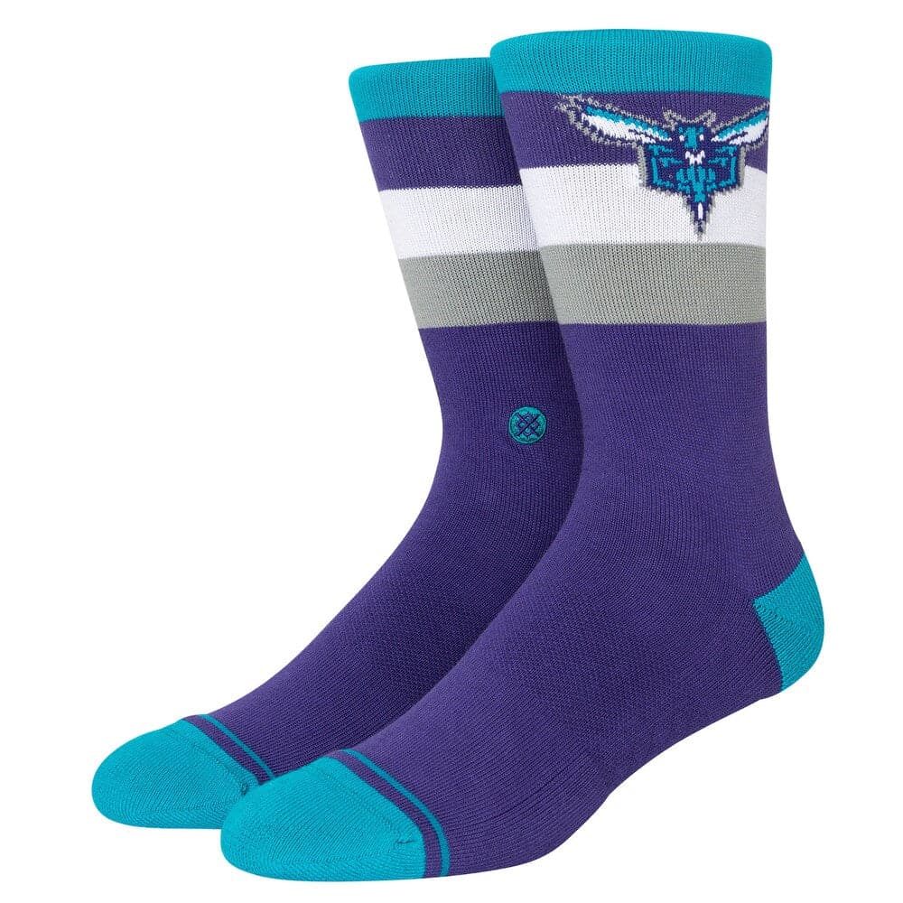 Stance Socks Large (9-12 US) Charlotte Hornets Stance NBA Team Stripe Crew Socks - Purple