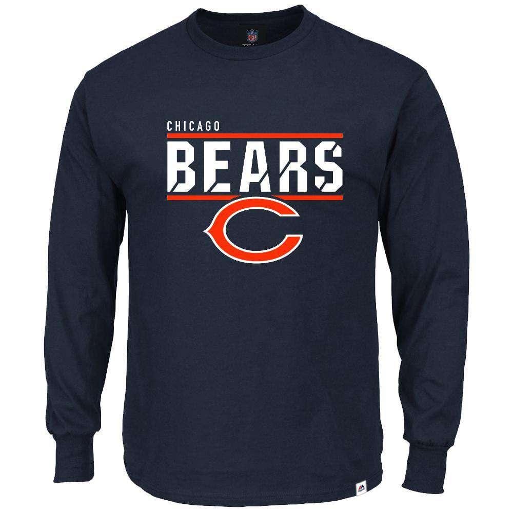 Majestic Athletic Long Sleeve Tees Chicago Bears Majestic NFL Flex Long Sleeve T-Shirt - Navy