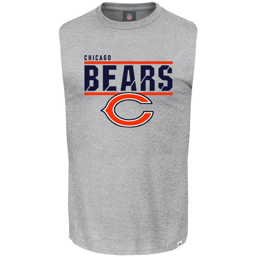 Majestic Athletic T-Shirts Chicago Bears Majestic NFL Team Flex Sleeveless Muscle T-Shirt - Grey