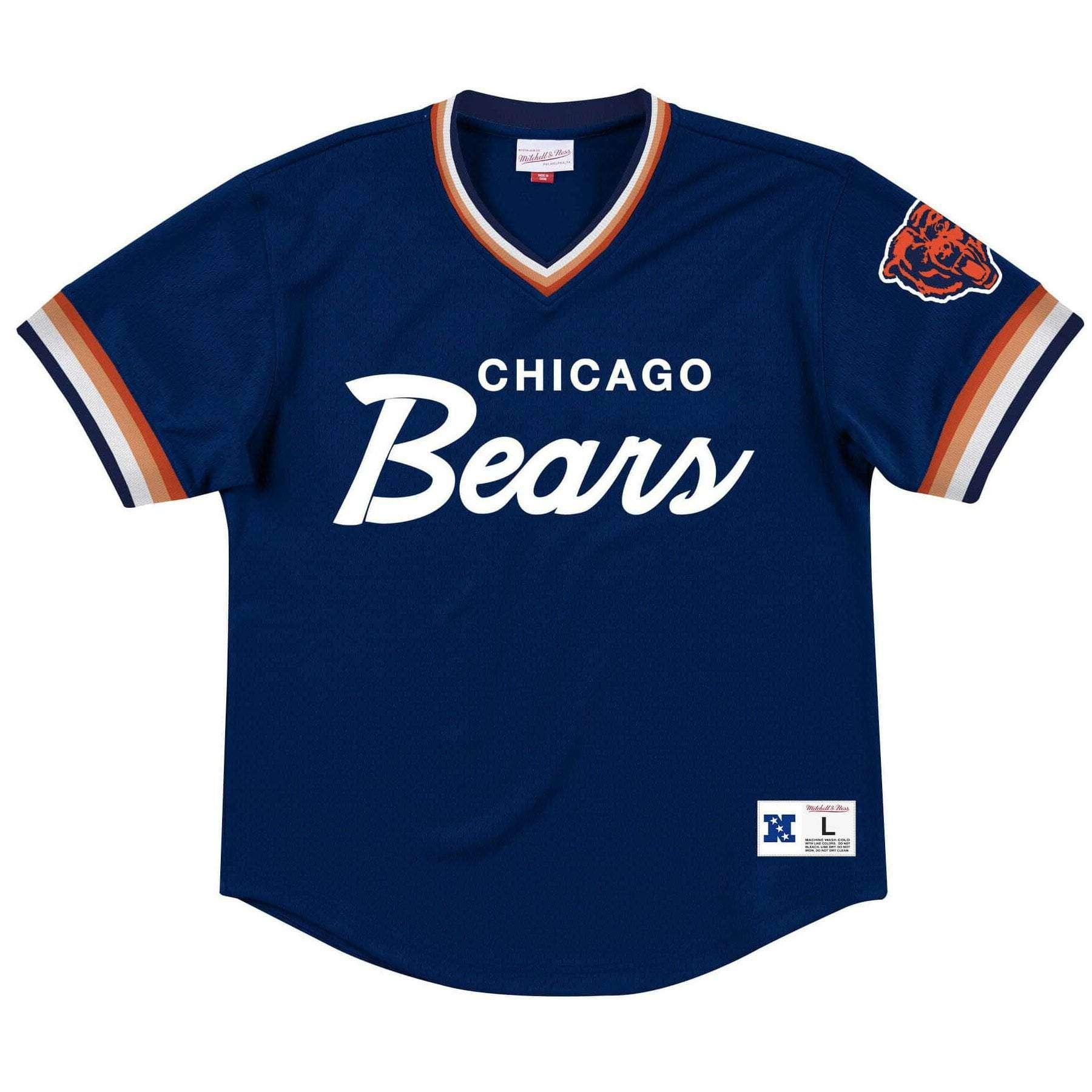 Mitchell And Ness T-Shirts Chicago Bears Mitchell & Ness NFL Special Script Mesh V-Neck - Navy