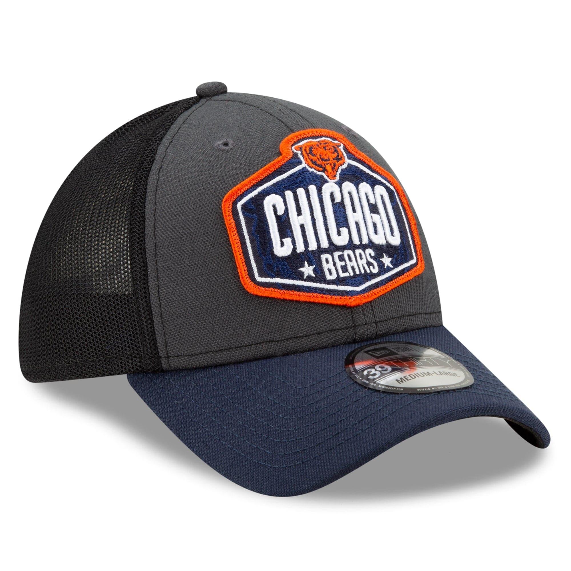 New Era Caps Chicago Bears New Era 2021 NFL Draft 39THIRTY Flex Fit Curve Hat - Graphite