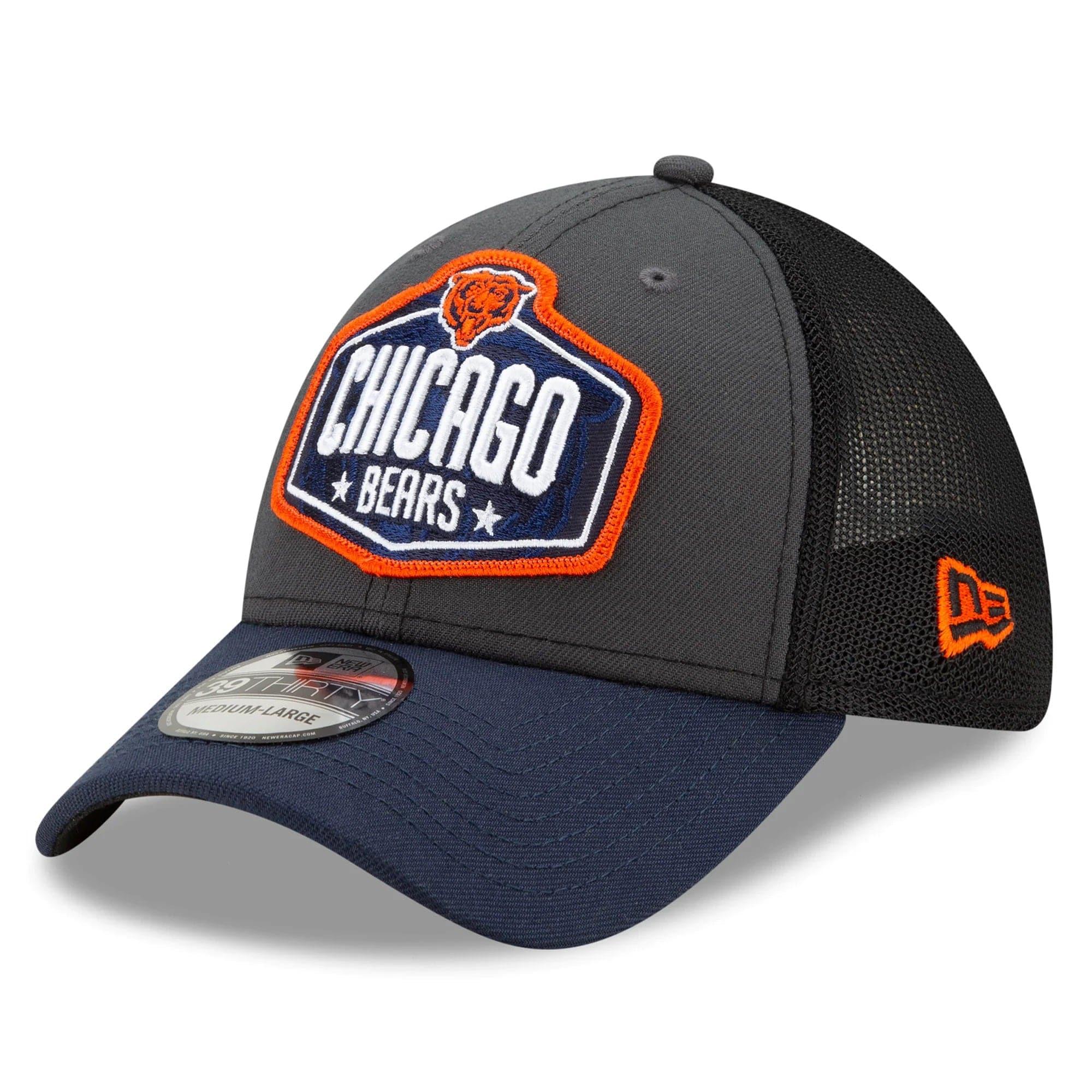 New Era Caps Chicago Bears New Era 2021 NFL Draft 39THIRTY Flex Fit Curve Hat - Graphite